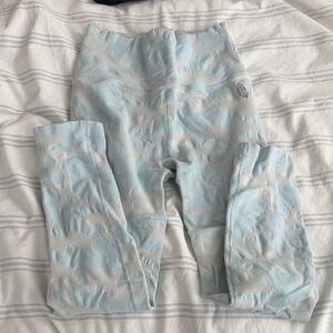FP Movement by Free People Light Blue and White Leggings